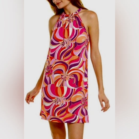 Trina by Trina Turk Floral Back Bow Sleeveless Halter Mini Dress - Picture 2 of 9